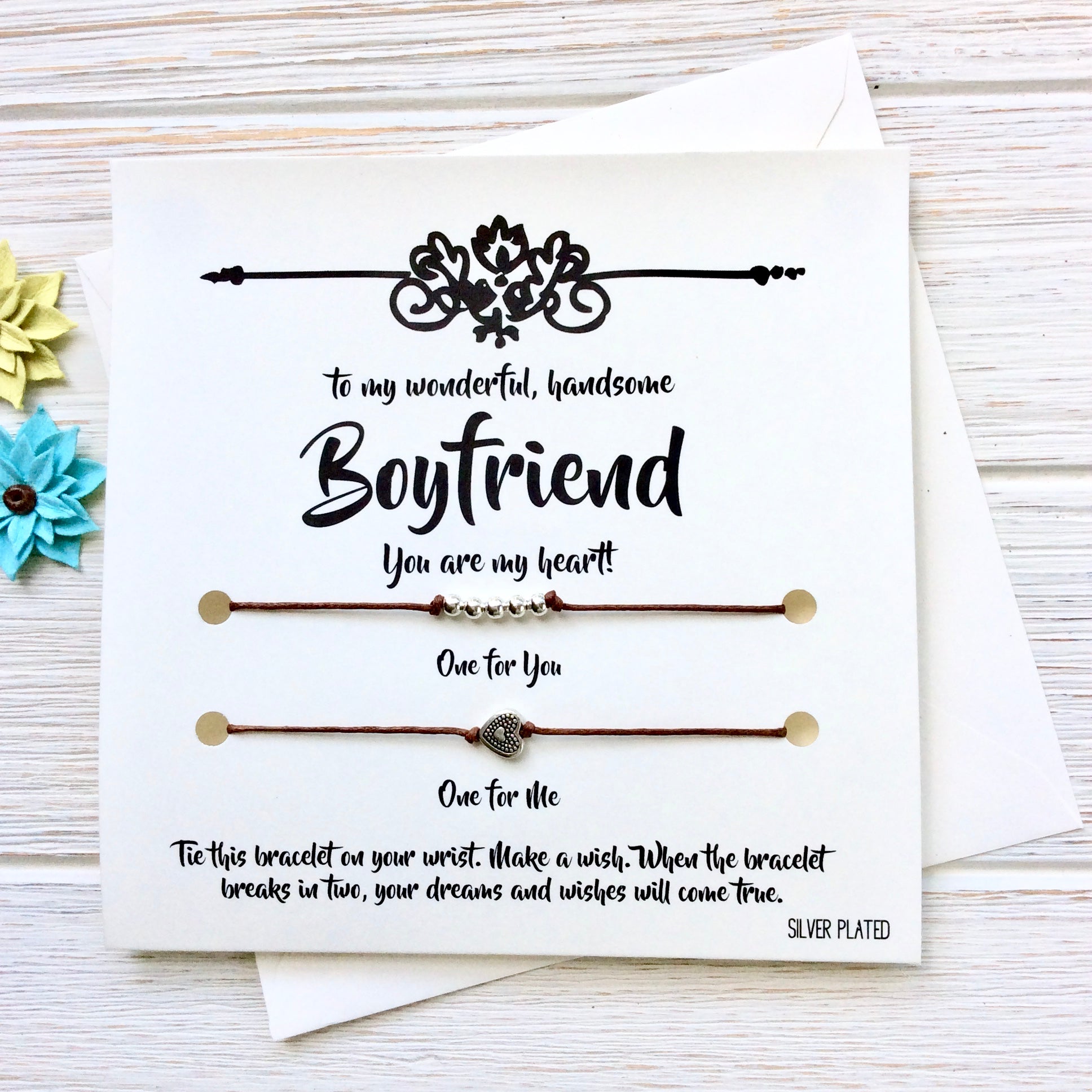 Gifts for Him, Boyfriend Gift, Boyfriend Birthday, Gift for Boyfriend,  Bracelet for Him, Wish Bracelet, Boyfriend Card, Boyfriend Valentine 