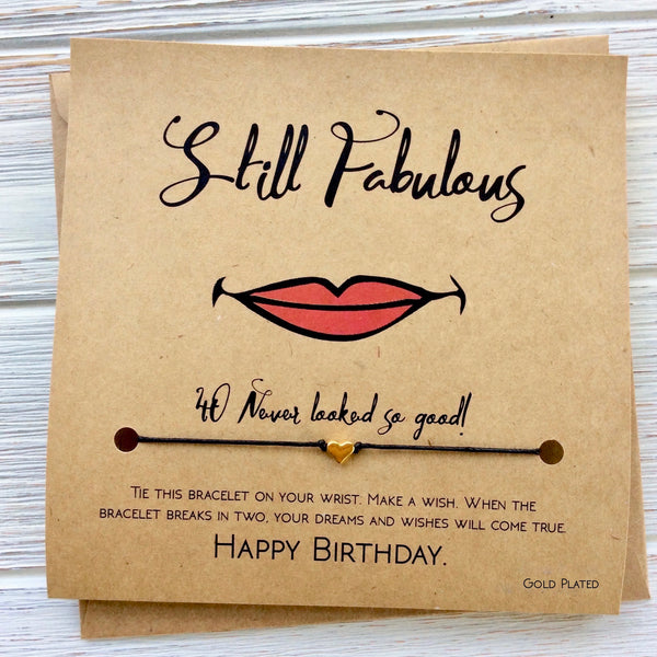 40th Birthday Card - Wish Bracelet