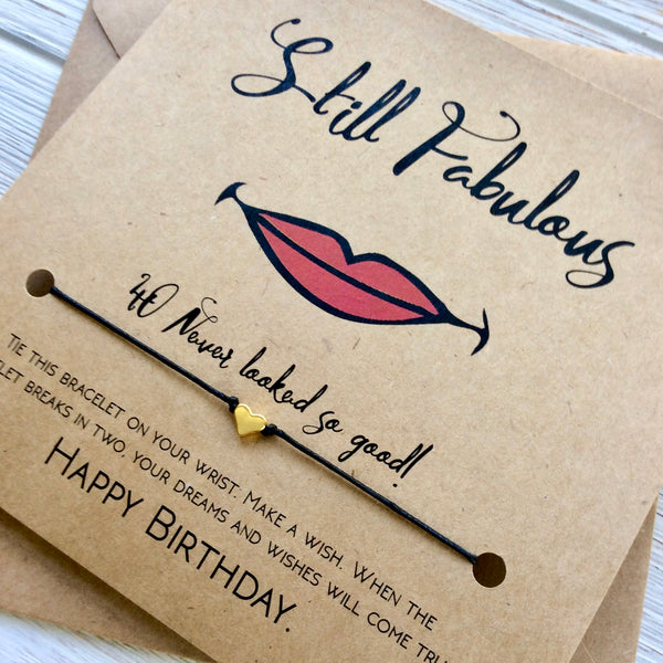 40th Birthday Card - Wish Bracelet