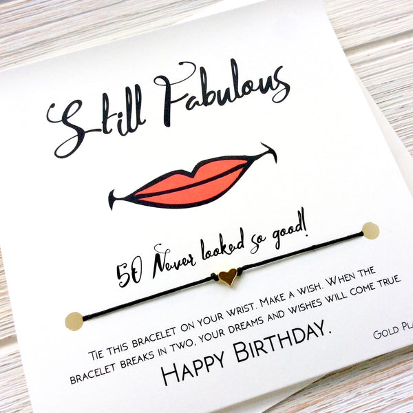 50th Birthday Card - Wish Bracelet
