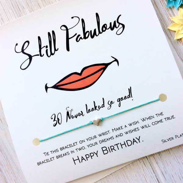 30th Birthday Card - Wish Bracelet Gift
