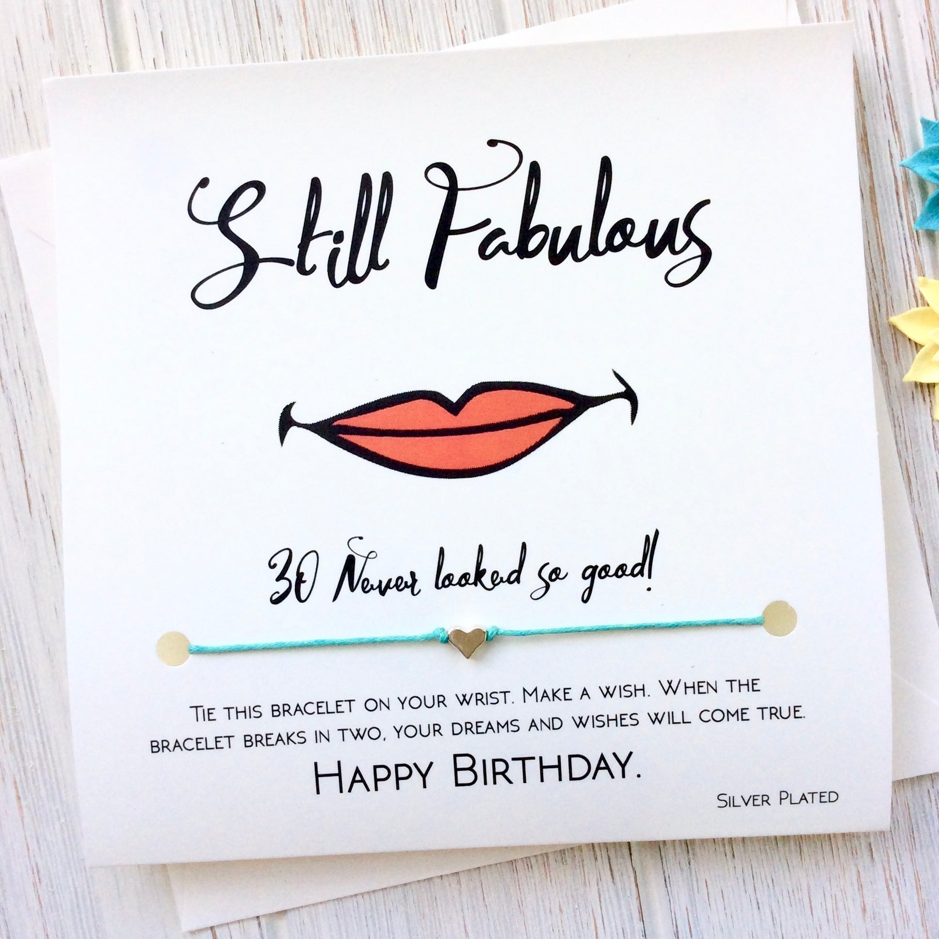 30th Birthday Card - Wish Bracelet Gift