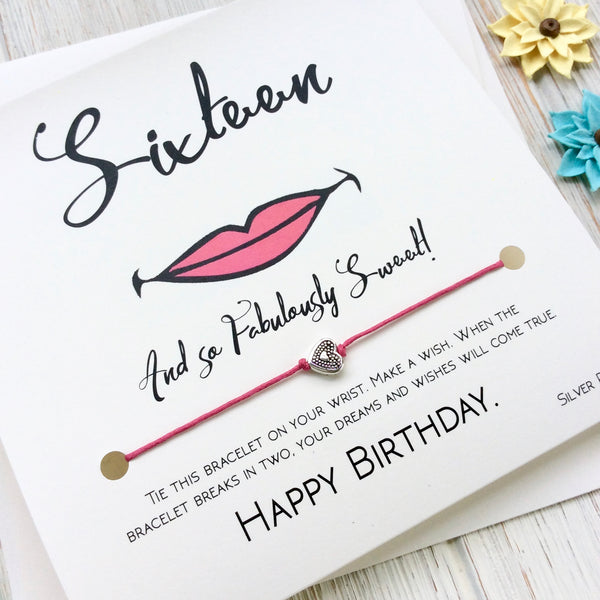 Sweet 16th Birthday Card - Wish Bracelet